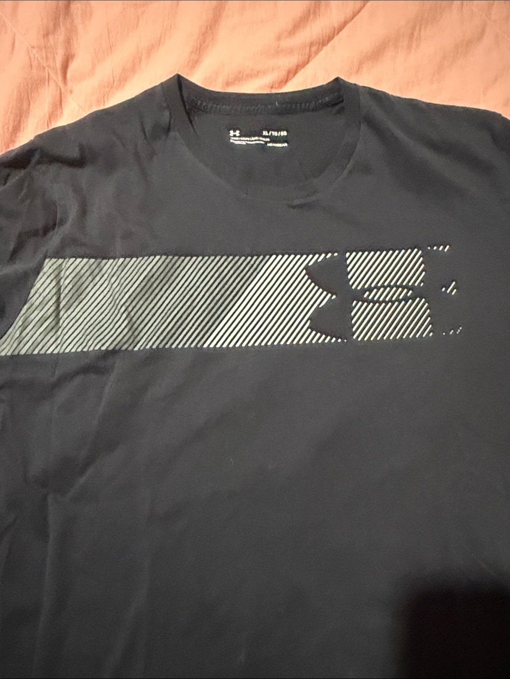Under Armour Men's Black Crew Neck Graphic Tee with Gray Stripe - Picture 3 of 5